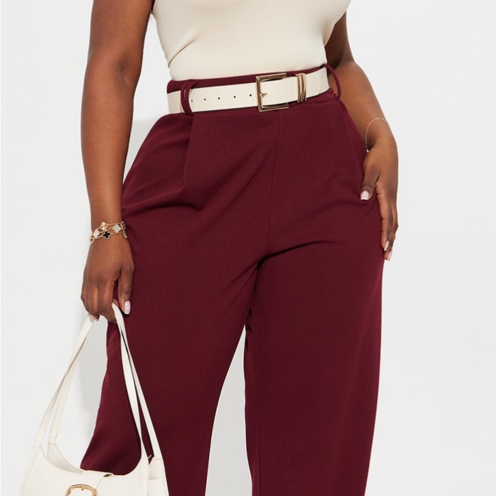 Fashion Nova Burgundy Wide Leg Pants